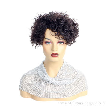 malaysian jerry  for black women  hair extensions brazilian afro human hair full lace pixie short curly brazilian wigs